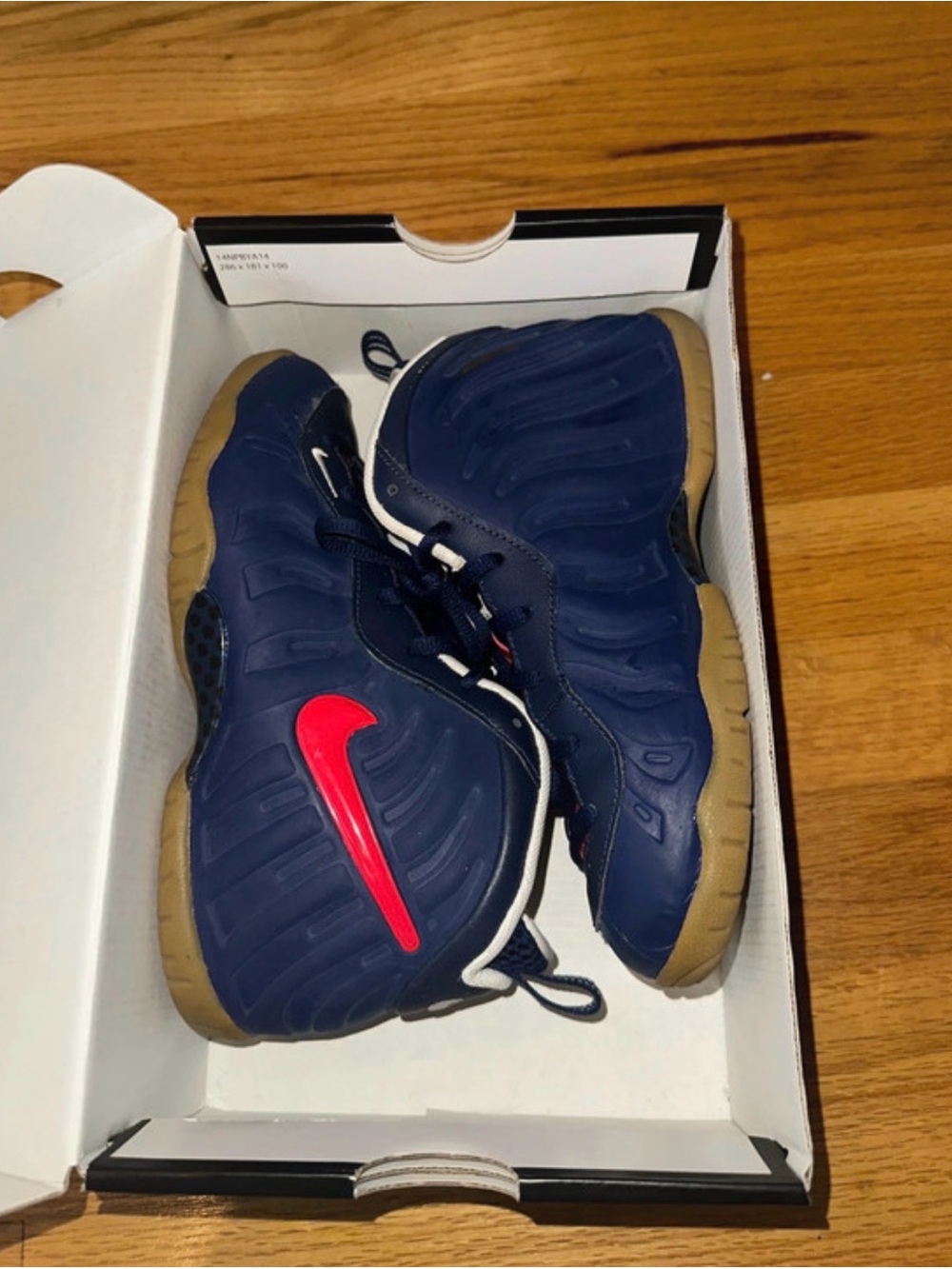 Nike Kids Navy Sneakers with Red Swoosh and Gum Sole